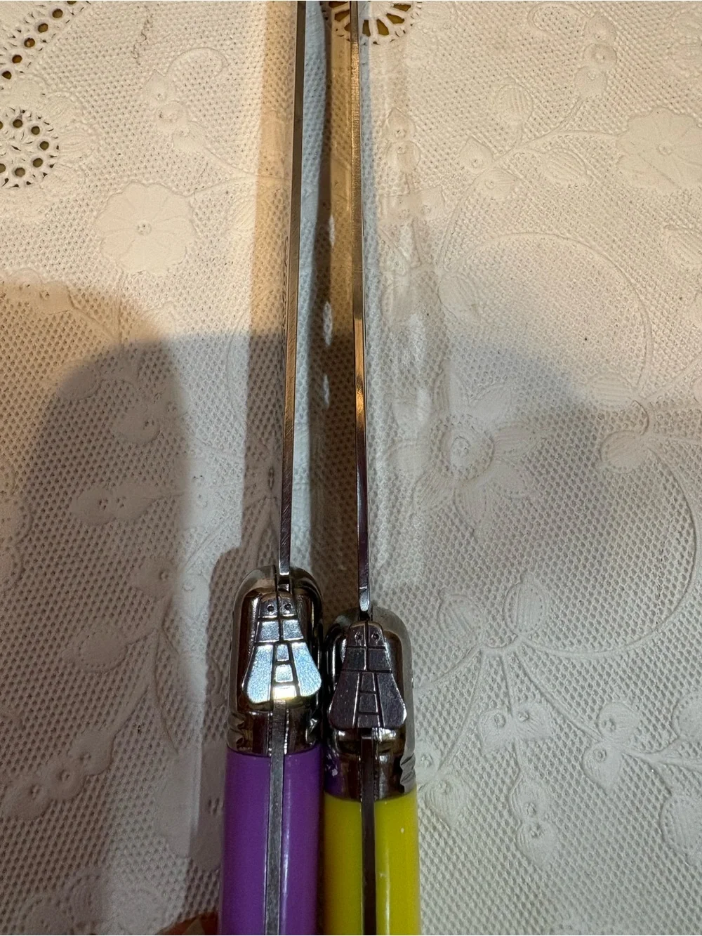 Colorful French Laguiole Cheese & Bread Knife ♥️Purple & Yellow Handles